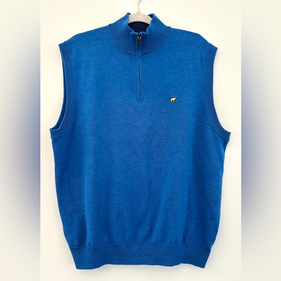 Jack Nicklaus Men's Size Large Golf Sweater Vest 1/4 Zip Pullover Bear Logo Blue - Picture 1 of 10